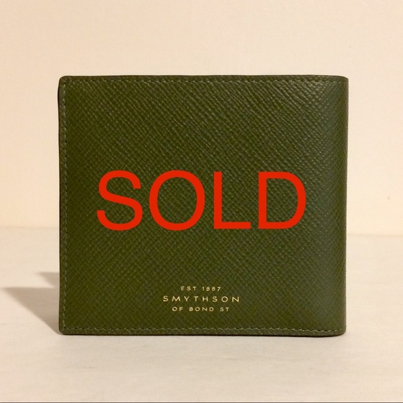 Smythson Other - Smythson Green Leather 6 Card Bifold Wallet NWT